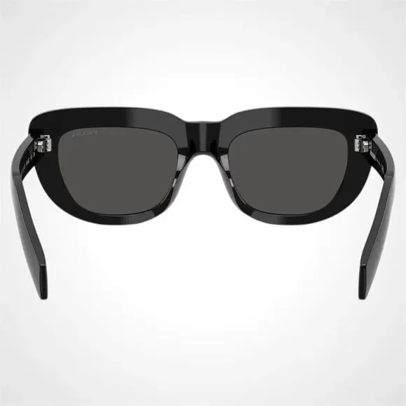 New PRADA Sunglasses Black Rectangle Cat Eye Grey Lens Women's - Picture 4 of 5